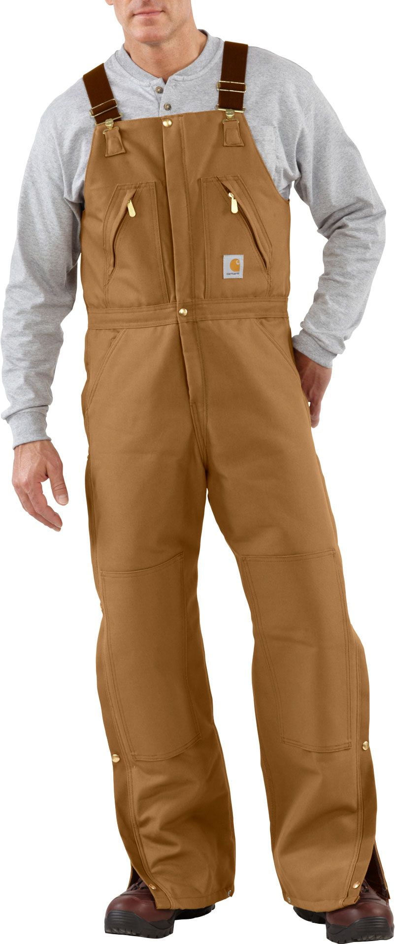 Carhartt Men's ZipToWaist Quilt Lined Duck Bibs