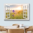thumbnail image 3 of wall26 Canvas Print Wall Art Window View of Purple Flowers at Sunset Nature Wilderness Photography Realism Rustic Scenic Colorful Relax/Calm Ultra for Living Room, Bedroom, Office - 12"x18", 3 of 5