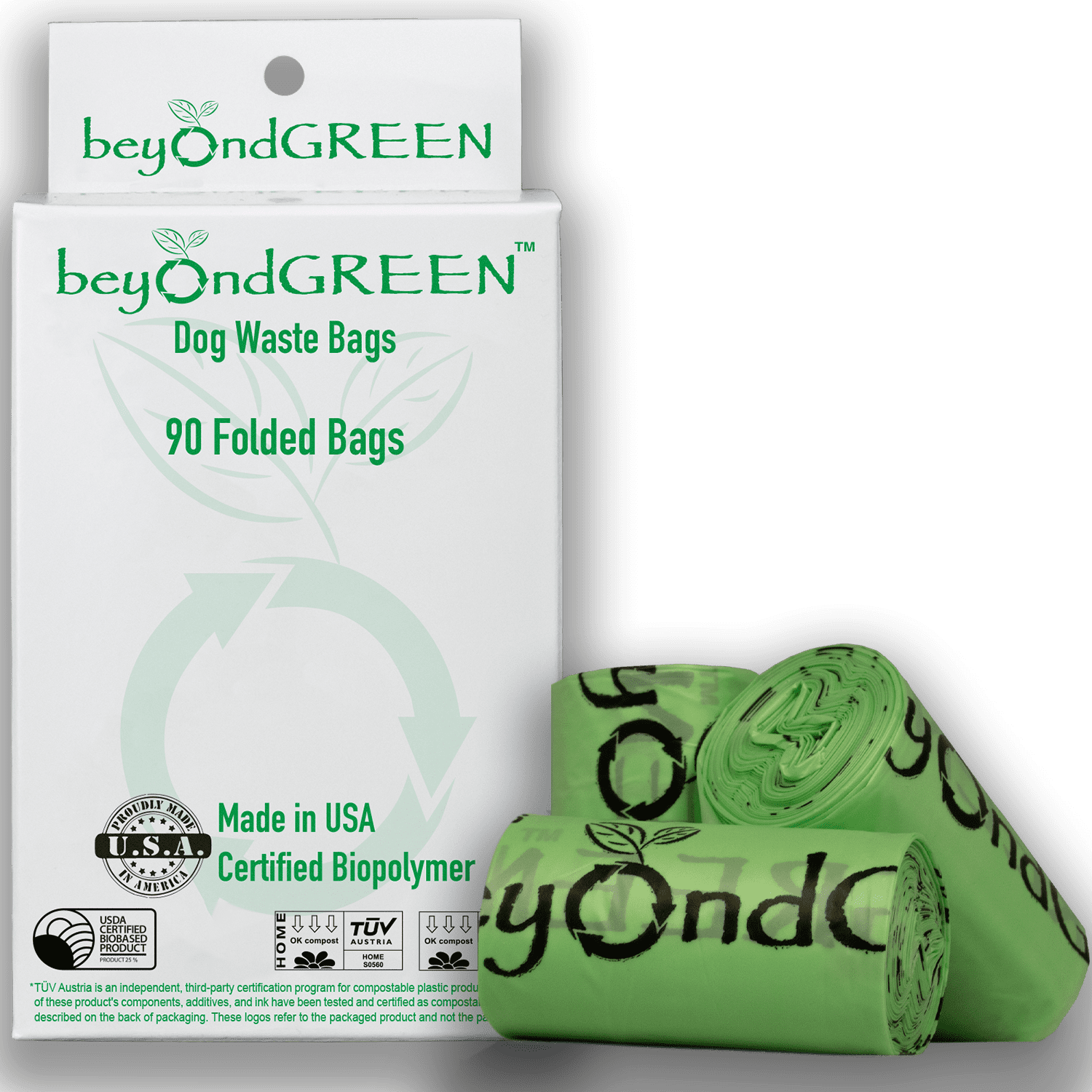beyondGREEN PlantBased Dog Poop Waste Bags for Leash Dispenser 90