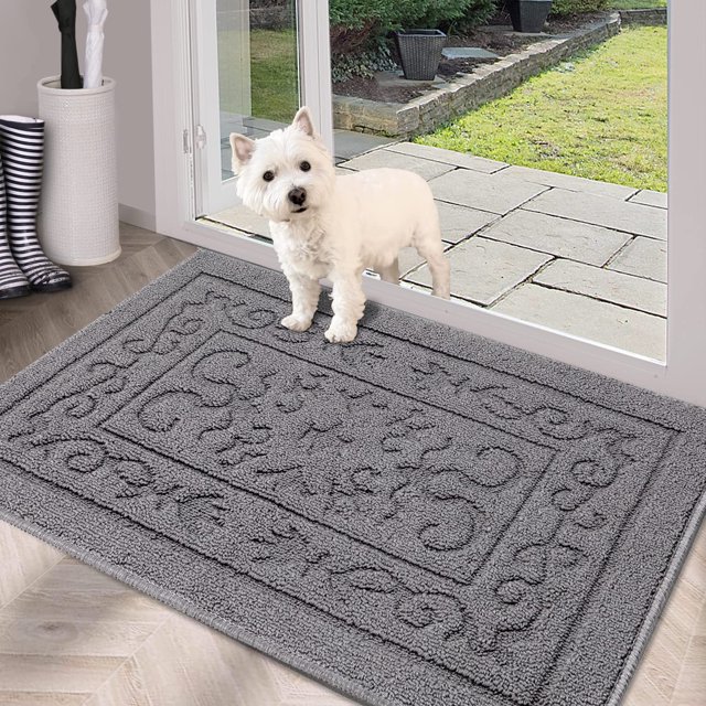 FONEYI Felpudo para puerta de interior, 32 x 48 pulgadas, antideslizante, con respaldo de goma, lavable a máquina, alfombra de entrada de perfil bajo, absorbente, atrapasuciedad, felpudo interior para
