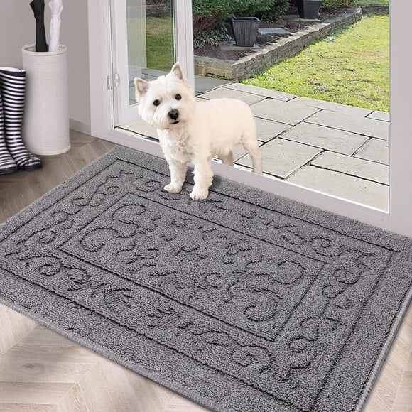 FONEYI Felpudo para puerta de interior, 32 x 48 pulgadas, antideslizante, con respaldo de goma, lavable a máquina, alfombra de entrada de perfil bajo, absorbente, atrapasuciedad, felpudo interior para