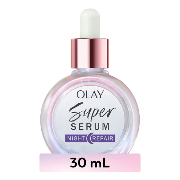 Olay Super Serum Night Repair, Fragrance-Free - Niacinamide, Peptide, Salicylic & Lactic Acid - 5-in-1 Skin Care - Hydrating, Reduces Dark Spots, Anti-Aging, 30 mL