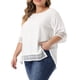 thumbnail image 4 of Camisetas de talla grande Agnes Orinda para mujeres, cuello redondo, encaje de ganchillo, camisas de manga corta, blusas casuales 4X blancas, 4 of 6
