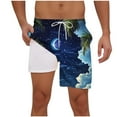 thumbnail image 2 of lcziwo Mens Swim Trunks Rash Guard Surfing Shorts Quick Dry Drawstring Elastic Waist Short Swimsuit Summer Beach Shorts Blue S, 2 of 5