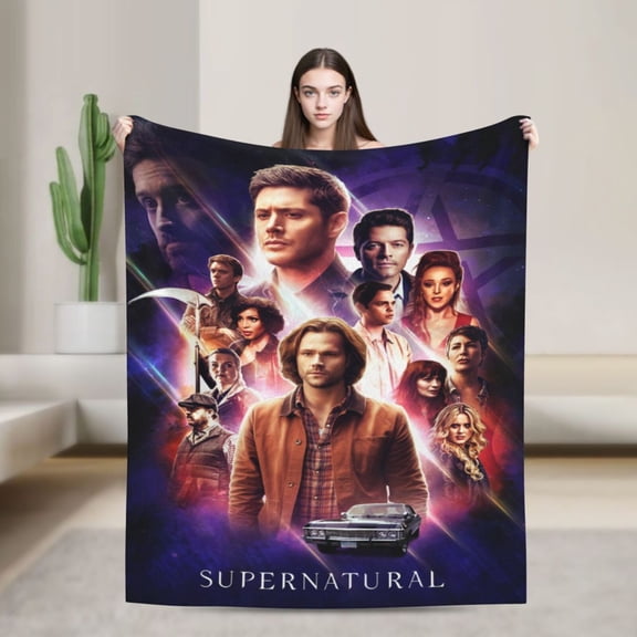 Supernatural Flannel Blanket Funny Ultra-Soft Micro Warm Throw Blanket For Boys Girls Young Adults, Warm Flannel Blanket For Living Room Bedroom Couch Bed 60"X50"