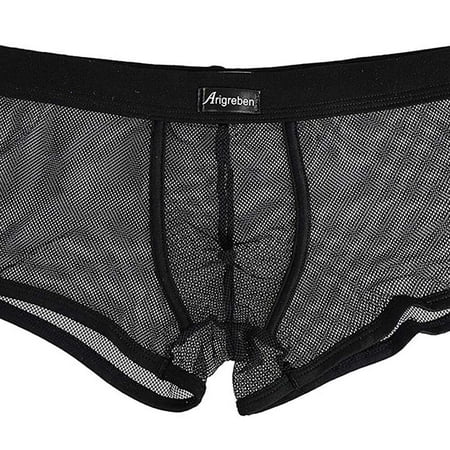 Crday Mens Transparent Underwear See-Through Mesh Underpants Boxer ...