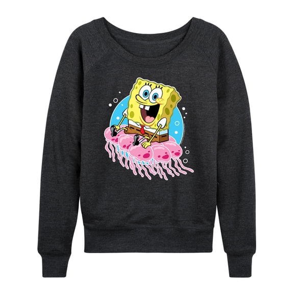SpongeBob SquarePants - Spongebob And Jellyfish - Women's Lightweight French Terry Long Sleeve Shirt