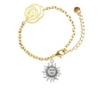 thumbnail image 2 of Delight Jewelry Silvertone Sun Gold-tone Flower Link Chain Bracelet, 6.75"+2" Extender, 2 of 4