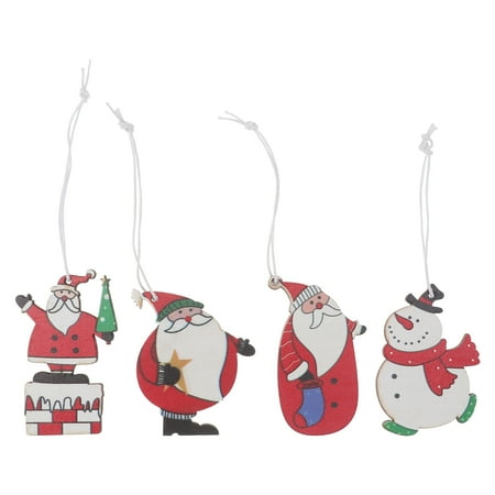 

1 Set of 8 Pcs Wooden Hanging Pendant Cartoon Hanging Ornament Xmas Tree Decor