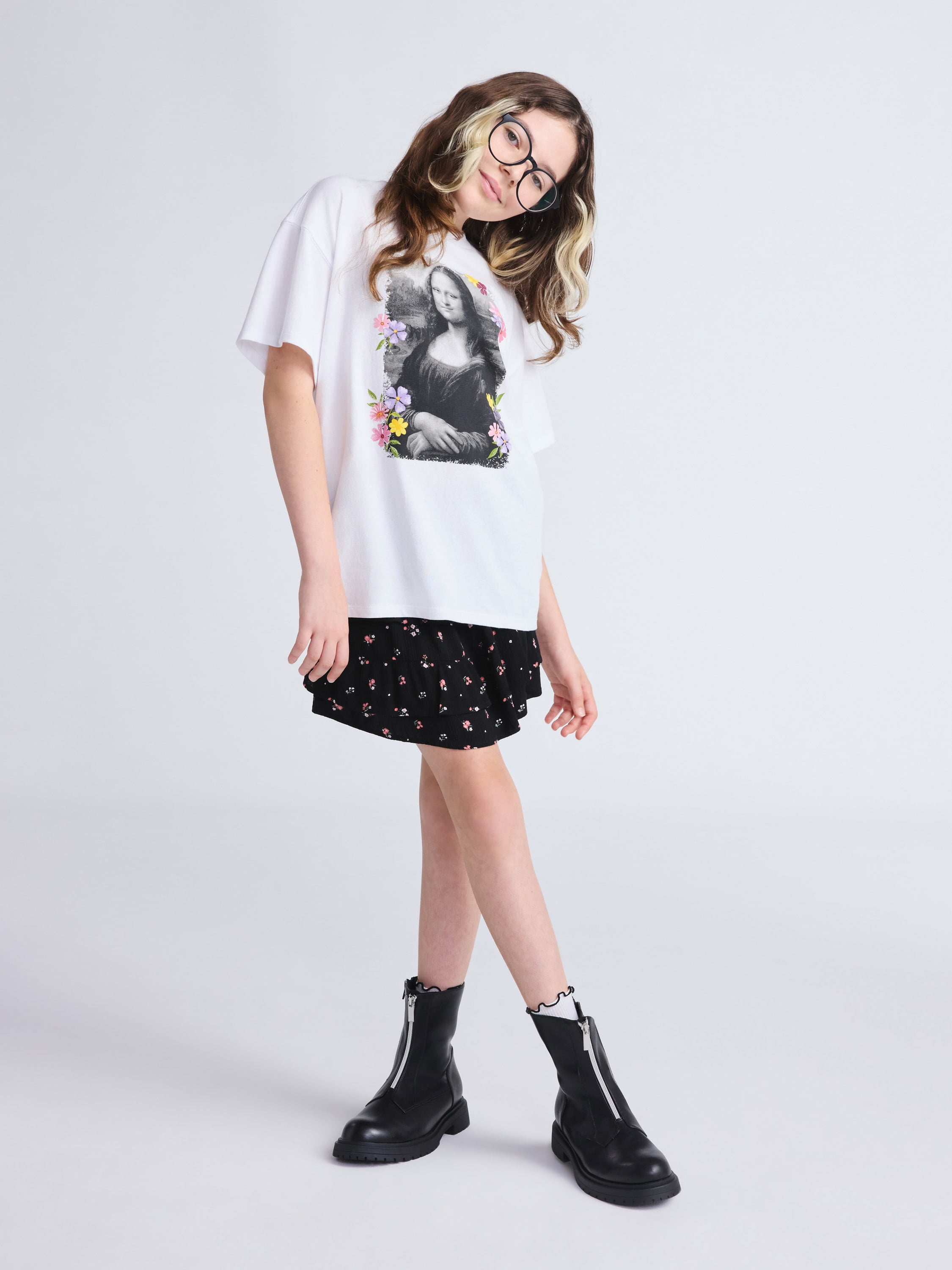 Weekend Academy Girls Short Sleeve Boxy Graphic T-Shirt, Sizes 4-18