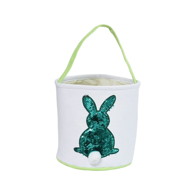 Toystoory Bolsa de conejito Cesta de Pascua resistente al desgaste Cubos de vacaciones Suministros para niños Patrones surtidos Bolsas con asa Almacenamiento y organización del hogar Verde brillo