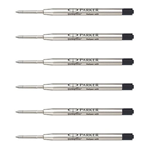 Parker QuinkFlow Ink Refill for Ballpoint Pens, Medium Point, Black Pack of 6 Refills (1782469)