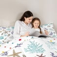thumbnail image 4 of Manfei Watercolor Seashell Starfish Coral Twin Comforter Sets for Kids Boys and Girls, Coastal Sealife Bedding Set, Polka Dots Reversible 2pcs, 1 Comforter and 1 Pillowcase, 4 of 6