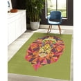 thumbnail image 4 of Zoo Decorative Rug, Colorful Animals Geometric Diamond Face Lions Mane Savannah Wildlife Theme Image, Quality Carpet for Bedroom Dorm and Living Room, 6 Sizes, Olive Green, by Ambesonne, 4 of 4