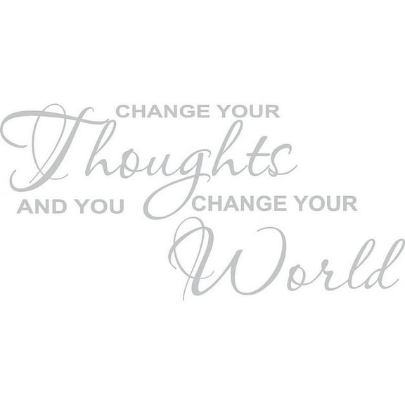 Silver 37" x 18" Change Your Thoughts And You Change Your World Vinyl Wall Art Home Decor Decal Sticker