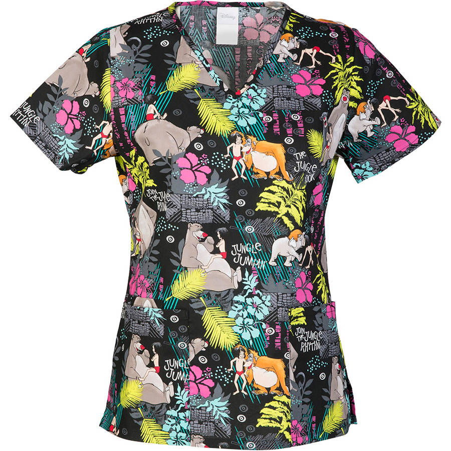 Scrubstar Disney's Jungle Book "Jungle Jumpin'" Women's Printed V