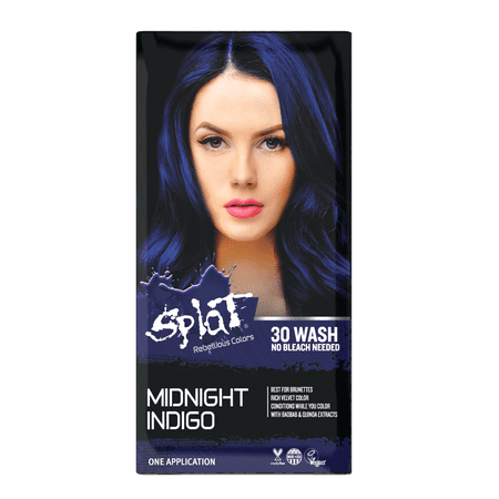 Splat 30 Wash Semi Permanent Midnight Indigo Hair Color No Bleach