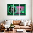 thumbnail image 2 of Elephant Stock 100 Dollars Wall Art - Horizontal Multi Panel Canvas - Living Room Wall Decor - Decor Elements Multi Panel - Green And Pink Decor By Octavian Mielu - 57" x 36", 2 of 4