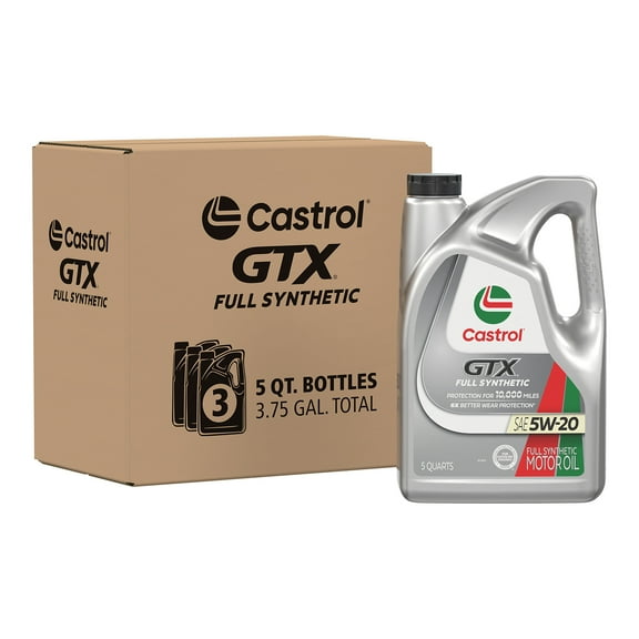 Castrol GTX Full Synthetic 5W-20 Motor Oil, 5 Quarts, Case of 3