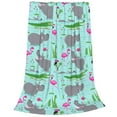 thumbnail image 2 of Fuzoiu Hippo With Flamingos And Crocodiles Print Ultra-Soft Micro Fleece Blanket,All Seasons Flannel Throw, Lightweight Blanket for Bed, Sofa, Couch, Movie Night, Camping, and Travel-40"x30", 2 of 7