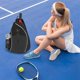 thumbnail image 2 of Mochila Bandolera Ajustable para Raquetas de Tenis - Mochila Cruzada para Bádminton, Squash y Entrenamiento Deportivo Al Aire Libre, Gran Capacidad, Rosa/Blanco, 2 of 7