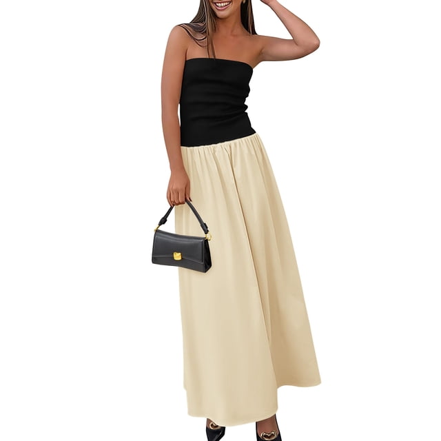 Vestido largo PRETTYGARDEN para mujer, primavera 2025, con bolsillos