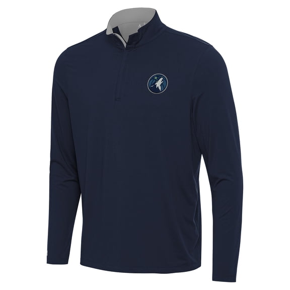 Men's Antigua Navy/Gray Minnesota Timberwolves Content Quarter-Zip Top