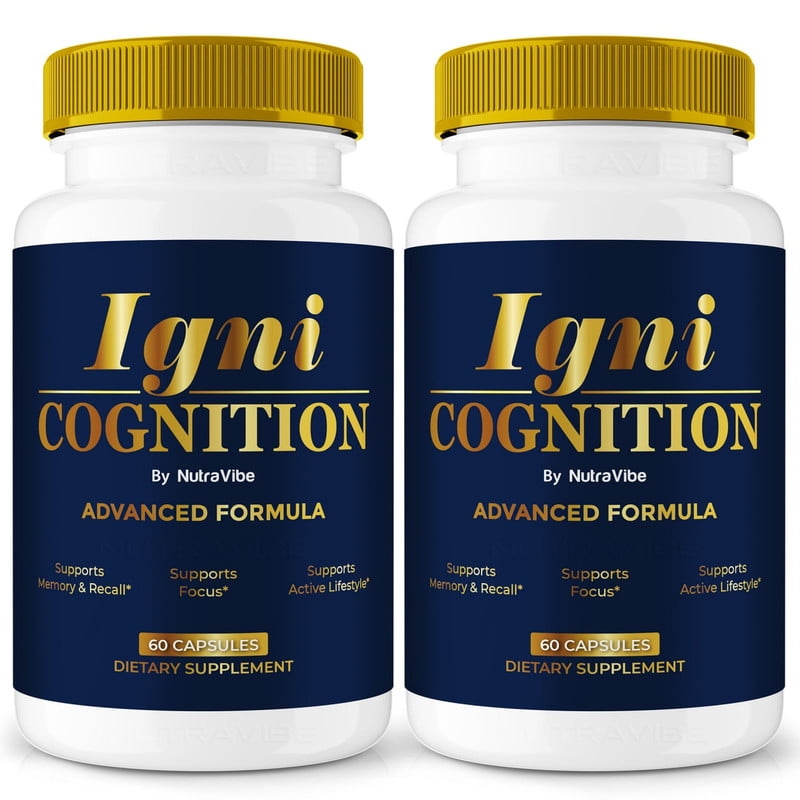 (2 Pack) Igni Cognition Pills – Daily Formula with a Natural Blend to Help Maintain Focus, Memory & Concentration | Clean, Gentle, Easy-to-Swallow Capsules for Everyday Sharpness (120 Capsules)