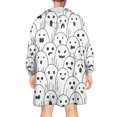 thumbnail image 2 of Wearable Oversized Blanket,Black and White Halloween Ghosts Wearable Blanket Hoodie for Adults,Cozy Hooded Blankets with Super Pockets,Super Warm Fuzzy Pullover for Women & Men, 2 of 6