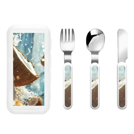 

Kdxio Fresh Coconut Splash Toddler Utensils Set - Kids Silverware Set Set Kids Utensils Set with Case for Preschooler Children
