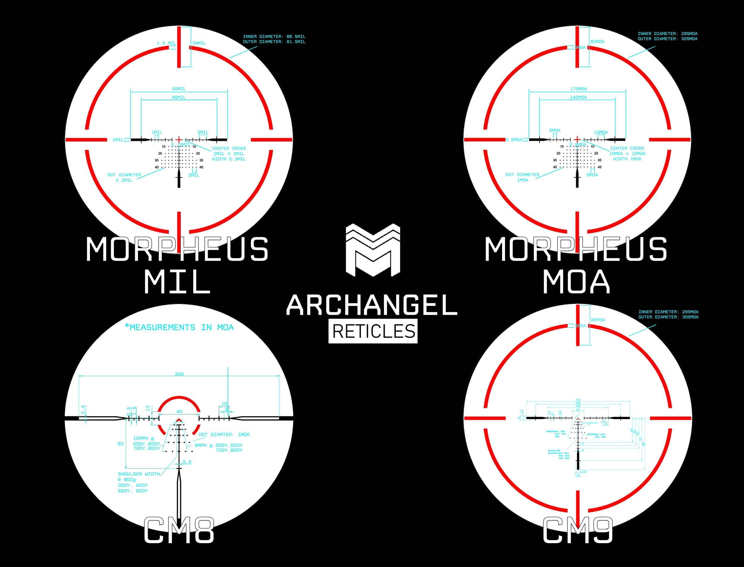 Monstrum Archangel X2 1-10x First Focal Plane FFP LPVO Scope | Extra Low Disperson Glass, Piggyback Mount, Integrated Base | CM5 Morpheus MOA