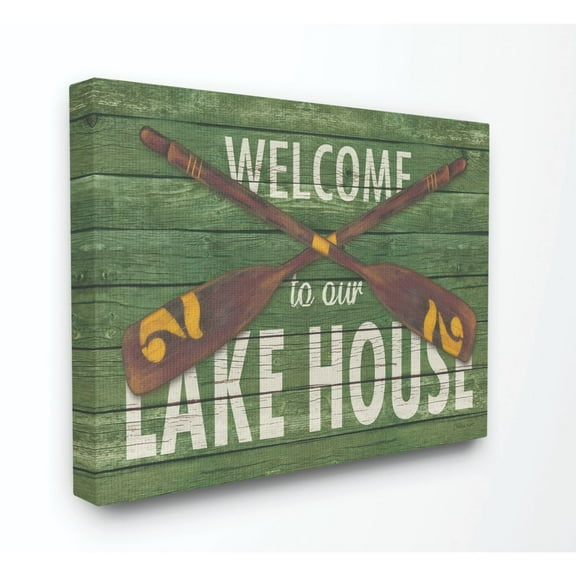 Stupell Industries Welcome Lake House Country Home Green Word Design Super Canvas Wall Art by Stephanie Workman Marrott
