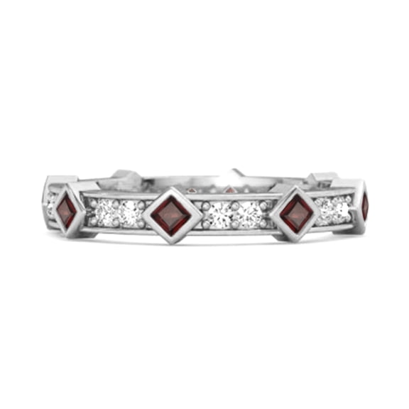 0.80 Ct Natural Round Garnet 925 Sterling Silver Art Deo Valentines Day Gifts Ring