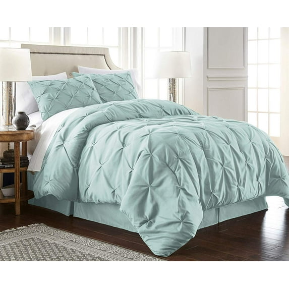 Chezmoi Collection Berlin 3-Piece Pinch Pleated Pintuck Duvet Cover Set