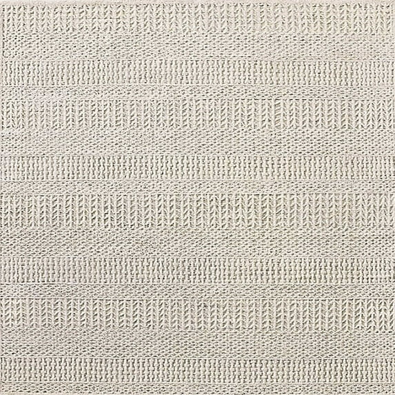 Ahgly Company Machine Washable Indoor Square Industrial Modern Antique White Beige Area Rugs, 4' Square