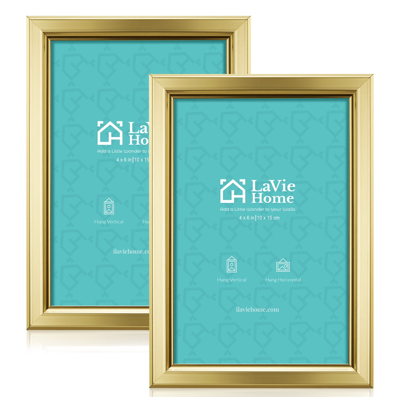 LaVie Home 4x6 Picture Frames (2 Pack, Gold) Simple Designed High