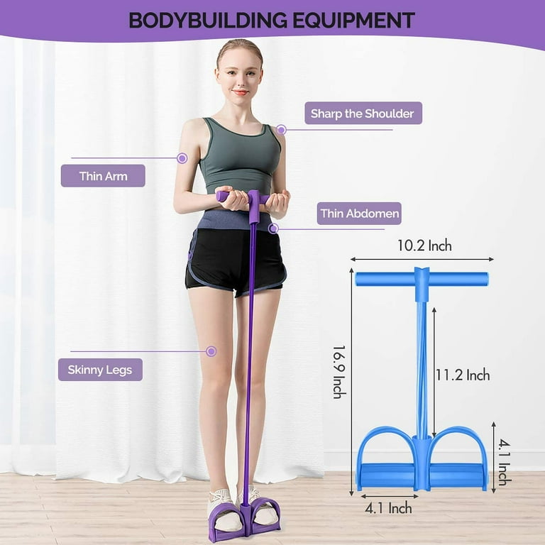 Pedal Resistance Band Elastic sit up Bands 4 Tube Pull Rope Multifunctional Tension Rope Body Trainer x Bodybuilding Equipment for Abdomen Arm Yoga