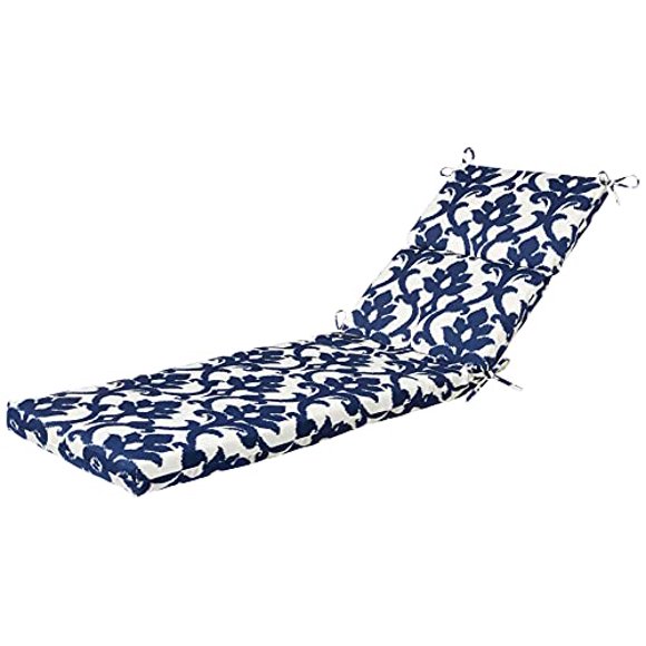 Pillow Perfect Outdoor/Indoor Basalto Navy Chaise Lounge Cushion, 72.5" x 21", Blue