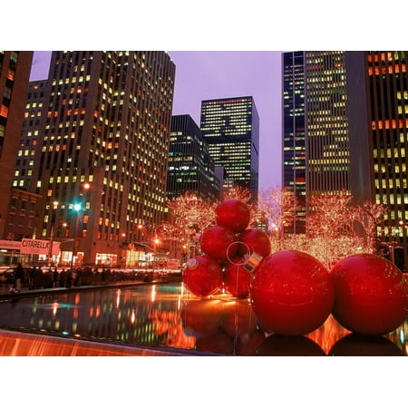 Ny City Christmas New York City at Christmas at Night, NY Print Wall Art By Rudi Von Briel ()