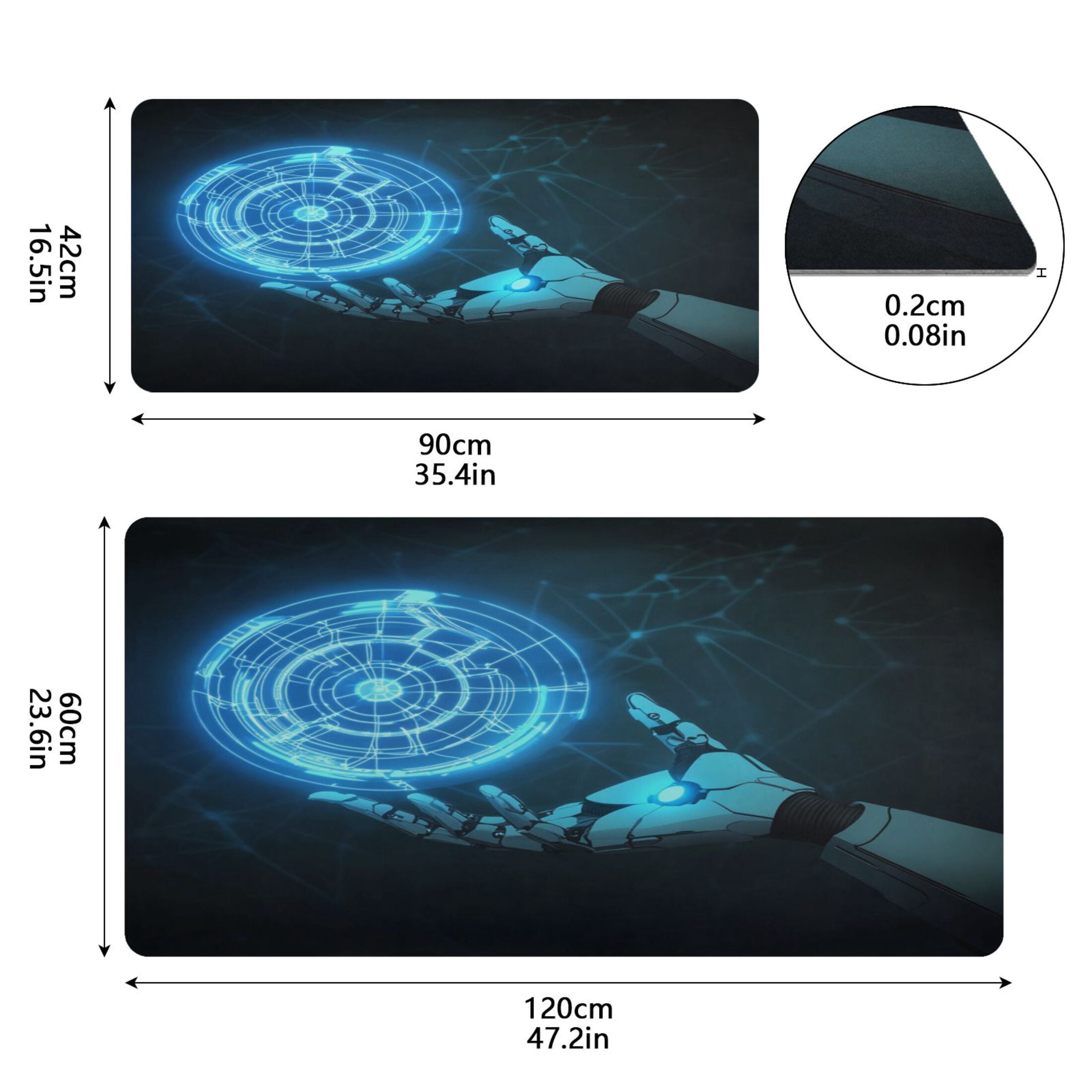 Leather Keyboard and Mouse Desk Mat Office Desk Accessories Protective Office Desk Decor Desk Pad Mat for Gaming, Work from Home, Office Robot Hand 23.6" x 47.2"