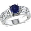 1-3/4 Carat T.G.W. Created Blue and White Sapphire Sterling Silver Engagement Ring