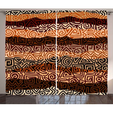 Ambesonne Vintage Curtains 2 Panel Set, Strikes Pattern, 108" x 96", Multicolor
