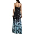 thumbnail image 2 of Betsy & Adam Women's Placed-Floral Chiffon Maxi Gown (4, Black/Teal), 2 of 2