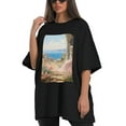 thumbnail image 4 of Plus Size Shirt for Women Black Tops for Women Oversized Short Sleeves Shirt for Women Cat 003 T Shirt Crewneck Shirt for Women 3XL, 4 of 5