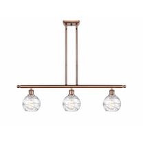 516-3I-AC-G1213-6 Innovations Lighting Athens Deco Swirl - 3 Light Island In Industrial Style-9 Inches Tall and 36 Inches Wide-Antique Copper