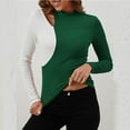 thumbnail image 2 of ZHYou Sweaters for Women,Color Block,Cut Out Shoulder,High Neck,Soft Slim Fit Long Sleeve Tops,Green,Size S, 2 of 4