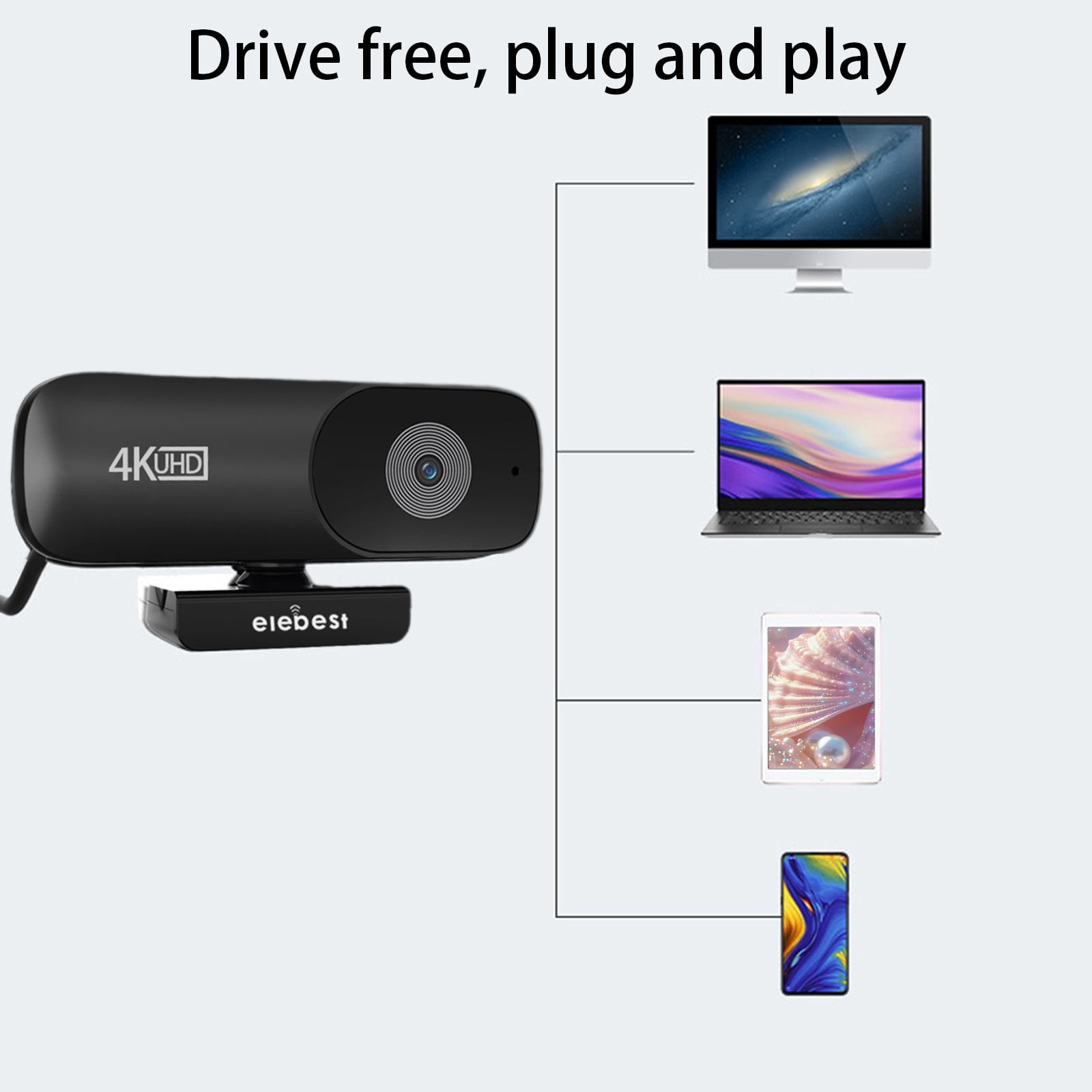 Kcavykas 4K High-definition Computer Camera Autofocus 1080p Network High-definition Live Streaming Device USB Computer Camera for School Office Supplies Holiday Gift Finder