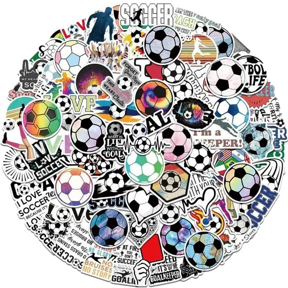 Assorted Soccer Sports Themed 50pc Sticker Set