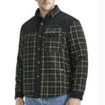 thumbnail image 3 of Miluxas Men's Outdoor Casual Camp Fleece Sherpa Lined Flannel Plaid Shirt Jacket Army Green, 3 of 8