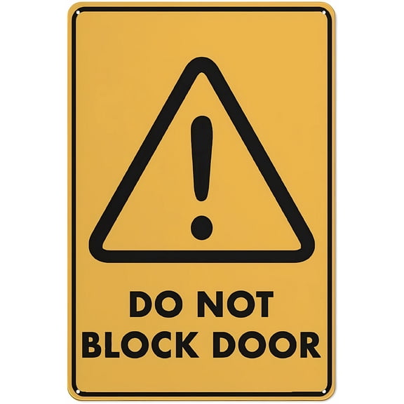 Caution Do Not Block Door Yard Sign 12 x 8 Inches - Premium Aluminum, Sun-Proof, Rust-Free, Indoor Outdoor Office, Home, Fire Door, Emergency Exit